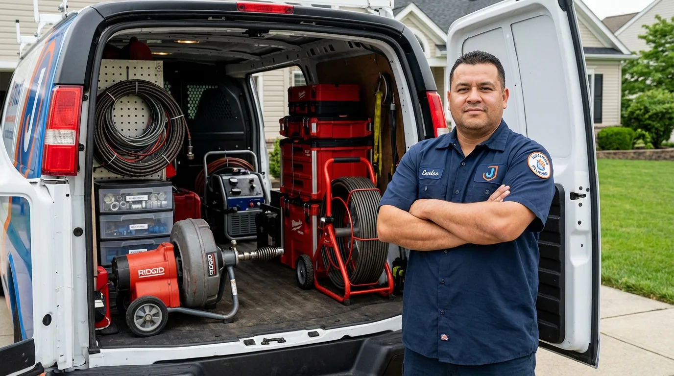 Professional drain cleaning equipment and Johns Plumbing LLC plumber in Cotuit
