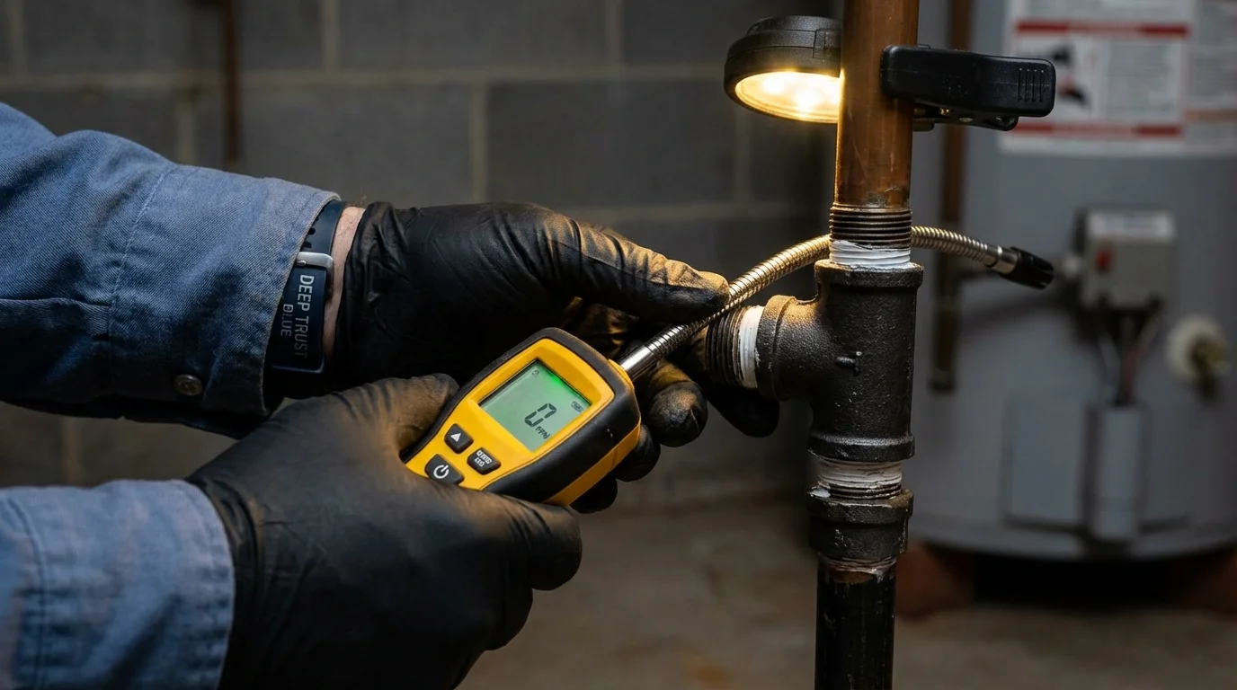 Gas leak detection with electronic sniffer by Johns Plumbing LLC in Cotuit