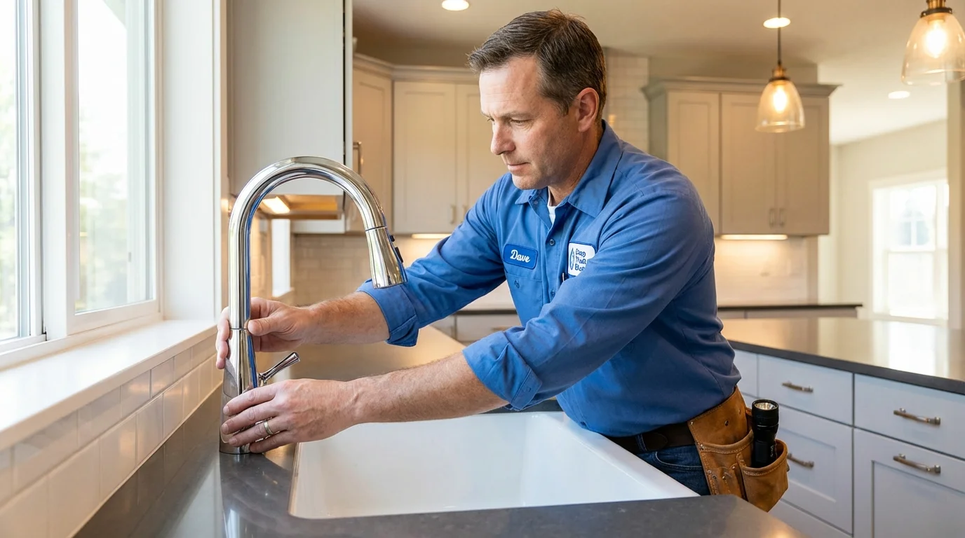 Kitchen faucet installation by Johns Plumbing LLC in Cotuit